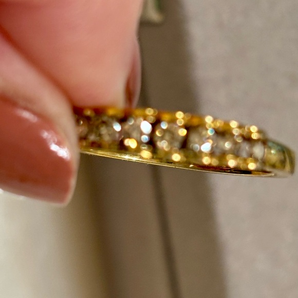 Diamond band-style ring, size 8, bright champagne colored natural diamonds. - Picture 3 of 5